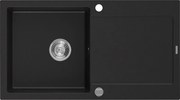 Mexen Leo lava-louça de granito com 1 cuba e escorredor 900 x 500 mm, preto, sifão cromado - 6501901010-77