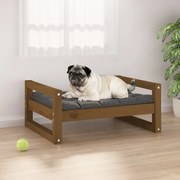 vidaXL Cama p/ cães 65,5x50,5x28 cm madeira pinho maciça castanho mel