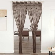vidaXL Cortina em macramé 140x240 cm algodão cinzento-acastanhado