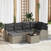 vidaXL Conjunto de Sofá de Jardim com 7 peças e almofadas cinza