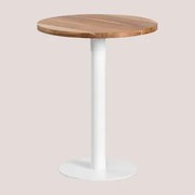 Mesa De Bar Redonda Em Madeira De Acácia Macchiato Ø60 Cm & Branco - Sklum