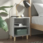vidaXL Mesas cabeceira perna mad. maciça 2pcs 40x30x50cm cinzento cim.