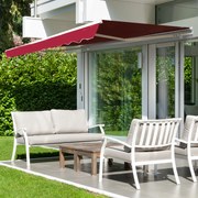 Toldo de alumínio manual dobrável com manivela para pátio Varanda Jardim e terraço Tecido de poliéster 280g / m² - Vermelho - 4x2.5m