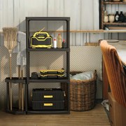 Estante de garagem, armazem de 4 níveis com organizador de ferramentas em PP (polipropileno) 89 x 30 x 133 cm Preto