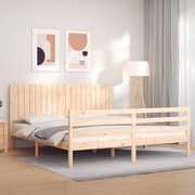 vidaXL Estrutura de cama Super King Size com cabeceira madeira maciça