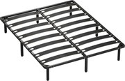 HOMCOM Estrutura de Cama 160x200 cm com Espaço de Armazenamento Abaixo e Ripas de Álamo Fácil de Montar Carga 350 kg Preto | Aosom Portugal