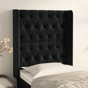 Cabeceira de cama c/ abas veludo 83x16x118/128 cm preto