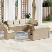 vidaXL 8 pcs conjunto de sofás p/ jardim com almofadões vime PE bege