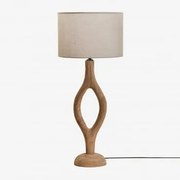 Candeeiro De Mesa Em Madeira De Manga Gracia Madeira De Manga & Cinzento Taupe Claro Ø30 Cm - ↑25 Cm Arlina - Sklum