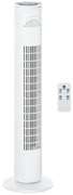 HOMCOM Ventoinha de Coluna com Temporizador de até 10h Oscilação 70° 3 Velocidades e 3 Modos 45W Ø22x77 cm Branco