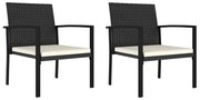 vidaXL Cadeiras de jantar para jardim 2 pcs vime PE preto