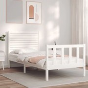vidaXL Estrutura cama de solteiro c/ cabeceira madeira maciça branco