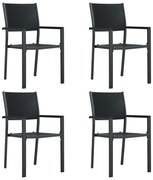 vidaXL Cadeiras jardim 4 pcs plástico preto aspeto vime