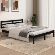 Estrutura de cama 140x190 cm pinho maciço preto