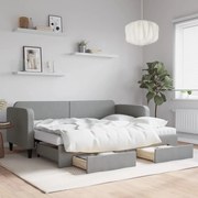vidaXL Sofá-cama c/ gavetão e gavetas 80x200 cm tecido cinzento-claro
