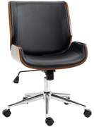 Vinsetto Cadeira de Escritório Operativa Giratória em PU com Altura Ajustável Função Inclinação 51x65,5x82-92cm Preto | Aosom Portugal