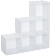 HOMCOM Estante em Forma de Escada Estante de Armazenamento com 6 Cubos Estante de Exposição 91,5x29,5x91,5cm Branco | Aosom Portugal