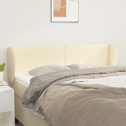vidaXL Cabeceira de cama c/ abas couro artificial 147x23x78/88cm creme
