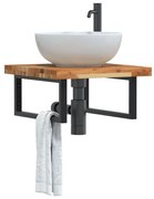 vidaXL Prateleira de parede p/ lavatório aço/madeira de acácia maciça