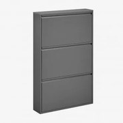 Sapateira De Aço Logan Cinza Grafito & 3 Portas - Sklum