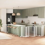 vidaXL Portão p/ cães com porta dobrável 12 painéis 600cm álamo branco