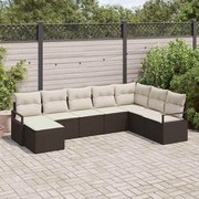vidaXL Conjunto de Sofá de Jardim de 8 Peças com Almofadas Marrom em Rattan Sintético