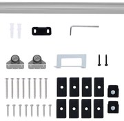 HOMCOM Ferragem para Porta Corredeira 186cm Kit de Acessórios para Porta Corredeira de Madeira com Trilho de Metal e 2 Roldanas Prata | Aosom Portugal