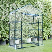 Estufa de jardim Cabana para colheitas Plantas Tomates Flores 143x73x195cm Tampa de tubo de aço PVC