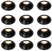 Conjunto de 12 Focos Embutidos Modernos Pretos GU10 35mm IP44 - Dept