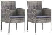 vidaXL Cadeiras jardim c/ almofadões cinza escuro 2 pcs vime PE cinza