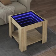 vidaXL Mesa de centro c/ LEDs 53x53x45 cm derivados de madeira