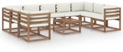 10 pcs conjunto lounge para jardim com almofadões cor creme