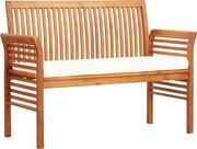 vidaXL Banco de jardim 2 lugares c/ almofadão 120 cm acácia maciça