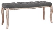 vidaXL Banco em linho e madeira maciça 110x38x48 cm cinzento-escuro