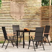 vidaXL 5 pcs Conjunto de jantar para jardim preto