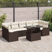 vidaXL Sofá de Jardim 8 Peças com Almofadas Castanho