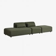 Sofá Modular De 2 Peças Com Chaise Longue Esquerda E Pufe Fogler Chenille Verde Sálvia - Sklum