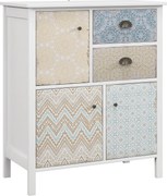 HOMCOM Aparador Cômoda Shabby Chic 2 Gavetas 3 Compartimentos de Armário Madeira de Pinho 68x34x80 cm Branco | Aosom Portugal