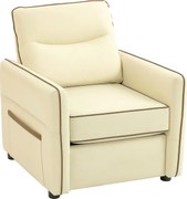 HOMCOM Poltrona Sala de Estar Estofada em Couro Sintético Poltrona Relax Moderna com Assento Largo Acolchoado Espesso 80x81x90 cm Bege | Aosom Portugal