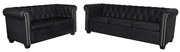 vidaXL Conjunto sofás Chesterfield 2 + 3 lugares couro artific. preto