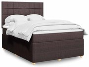 vidaXL Cama com molas/colchão 140x190 cm tecido castanho-escuro