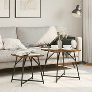 Mesa Lateral vidaXL 2 pcs Carvalho Defumado Madeira Ingenheirada e Metal