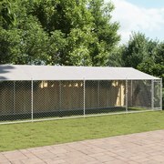 vidaXL Jaula para cão com telhado/porta 12x2x2m aço galvanizado cinza