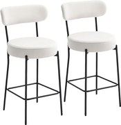 HOMCOM Conjunto de 2 Bancos de Bar com Encosto e Apoio para Os Pés Estilo Borreguito 49x52x95 cm Creme | Aosom Portugal