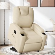 vidaXL Poltrona reclinável elevatória tecido cor creme