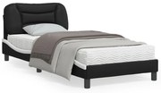 vidaXL Estrutura cama c/ cabeceira couro artificial preto e branco