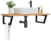 vidaXL Prateleira de parede p/ lavatório aço/madeira carvalho maciça