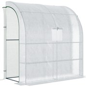 Outsunny Estufa Pequena Estufa de Exterior com Janelas Prateleiras de 3 Níveis Estufa para Cultivo de Plantas Flores 200x100x215 cm Branco
