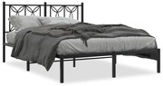 Estrutura de cama com cabeceira 140x190 cm metal preto