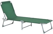 Outsunny Espreguiçadeira Dobrável Reclinável 4 Posições Estrutura Metálica Tecido Oxford Jardim Praia Exterior 187x58x28 cm Verde | Aosom Portugal